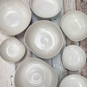 medium bowl - white speckled