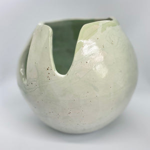 pistachio and white speckled vessel - large
