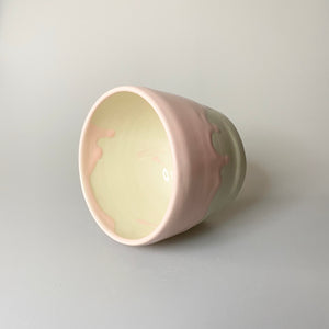 handleless pink drip mug