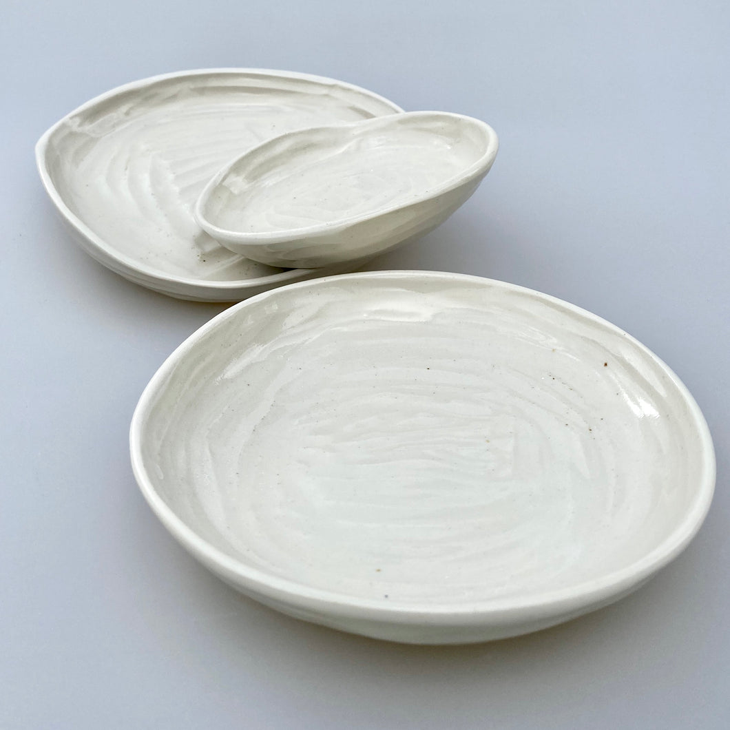 set of three textured bowls - speckled